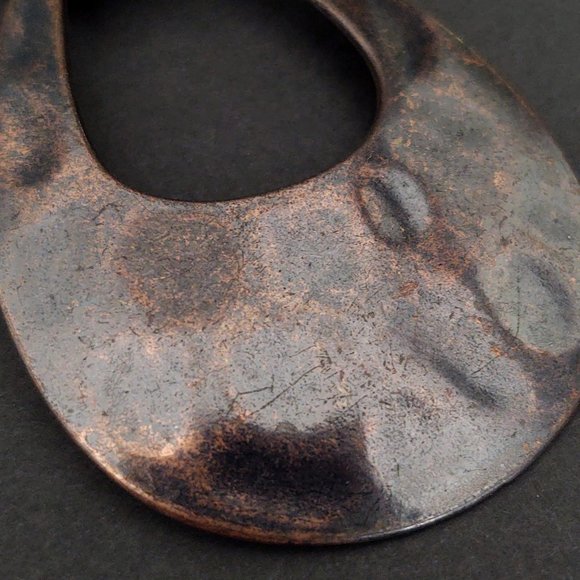 Copper/bronze, orange red shell and wooden bead pendant necklace - Picture 7 of 11